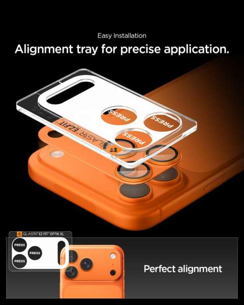 Spigen Glass tR EZ Fit Optik Pro XL for iPhone 17 Pro Max 1Pack Orange