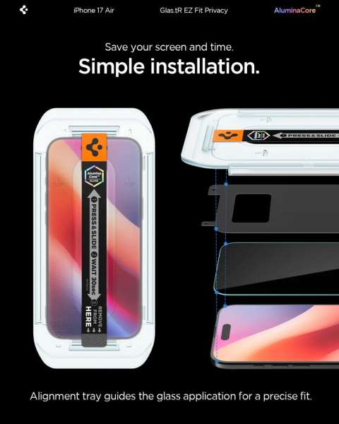 Spigen Glass tR EZ Fit (Privacy) for iPhone Air 2 Pack Transparency