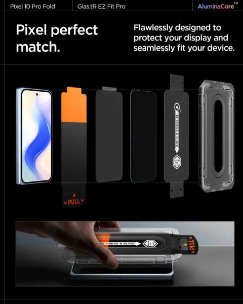 Spigen Glass tR EZ Fit Pro 2 Pack for Google Pixel 10 Pro Fold Transparency