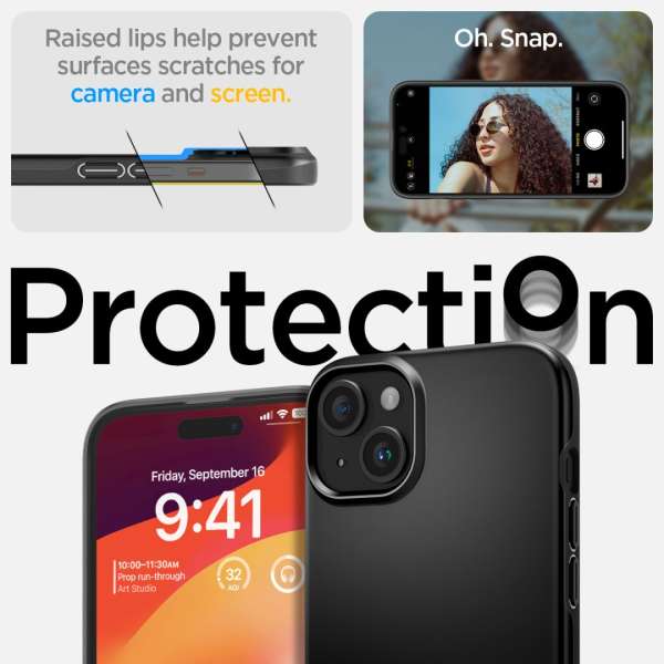 Spigen iPhone 15 Case Thin Fit Black