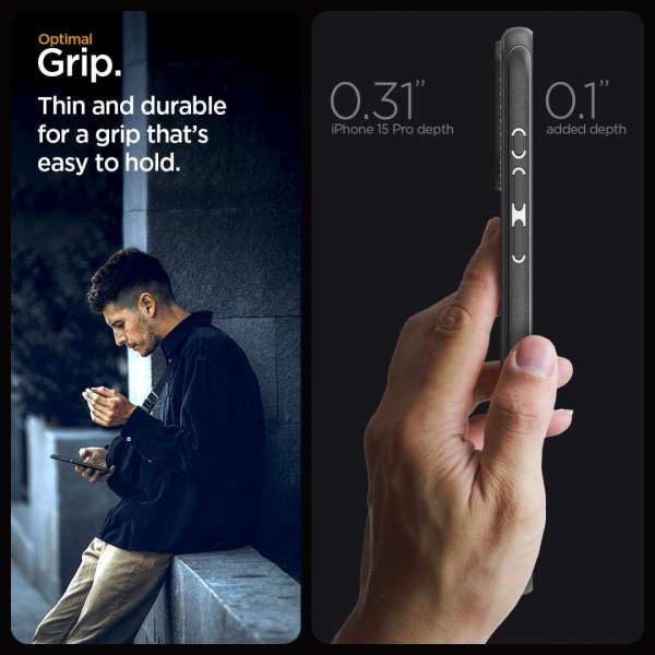 Spigen iPhone 15 Pro Case Mag Armor (MagFit) Matte Black