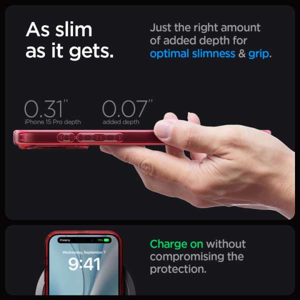 Spigen iPhone 15 Pro Case Ultra Hybrid MagSafe (MagFit) Frost Deep Red