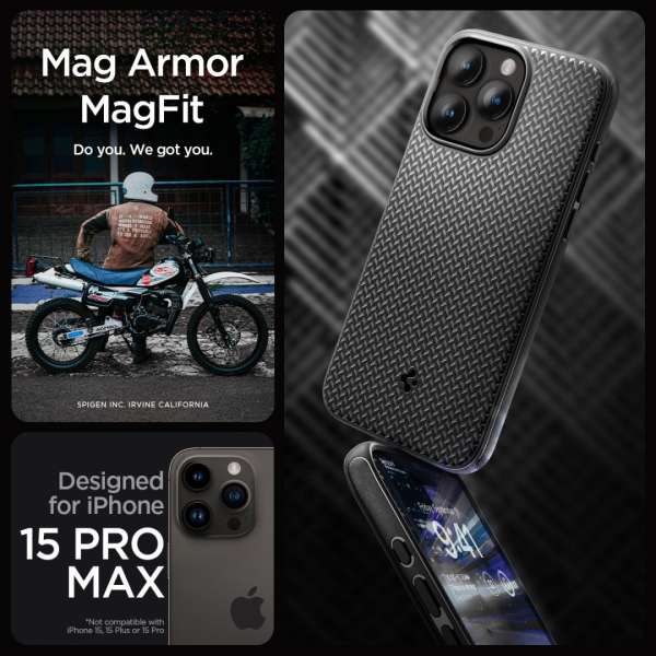 Spigen iPhone 15 Pro Max Case Mag Armor (MagFit) Matte Black