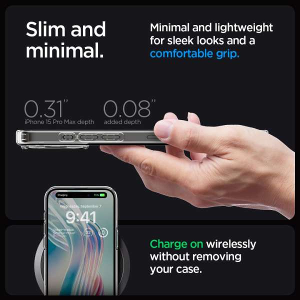 Spigen iPhone 15 Pro Max Case Ultra Hybrid Crystal Clear