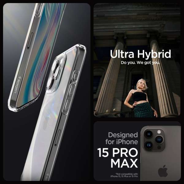 Spigen iPhone 15 Pro Max Case Ultra Hybrid Crystal Clear