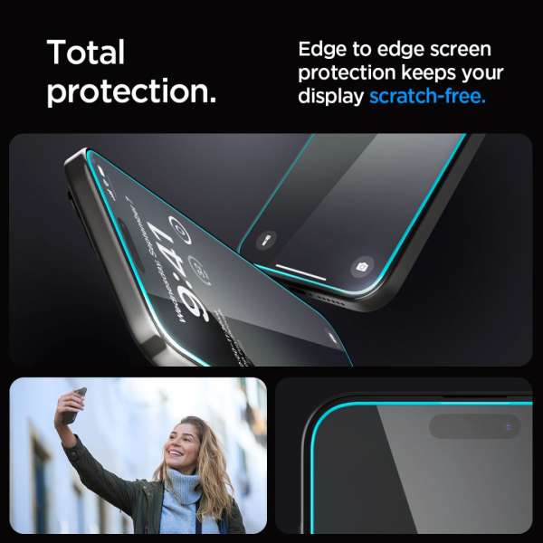 Spigen iPhone 15 Pro Max Screen Protector EZ FIT GLAS.tR Transparency (2 db)