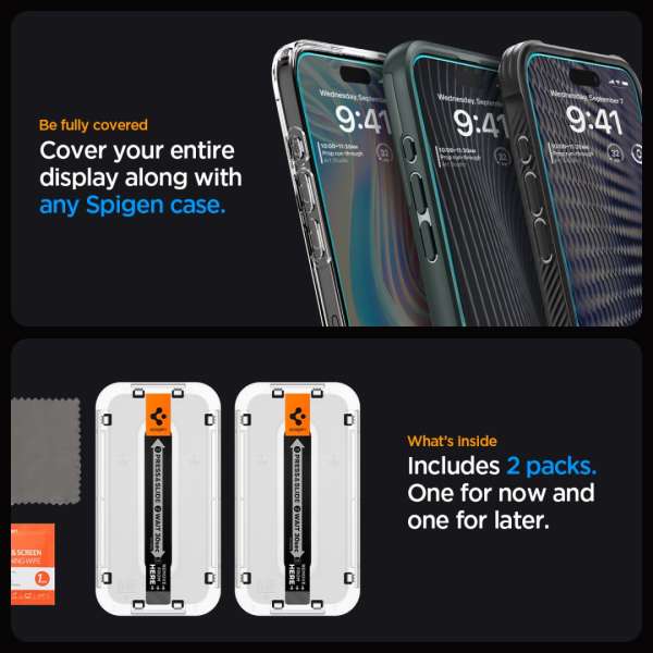 Spigen iPhone 15 Pro Max Screen Protector EZ FIT GLAS.tR Transparency (2 db)