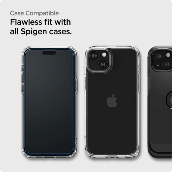 Spigen iPhone 15 Screen Protector AlignMaster GLAS.tR FC Black (2 Pack)