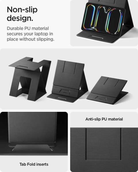 Spigen LD201-S10 Slim Fold Non Adhesive Laptop Stand Black
