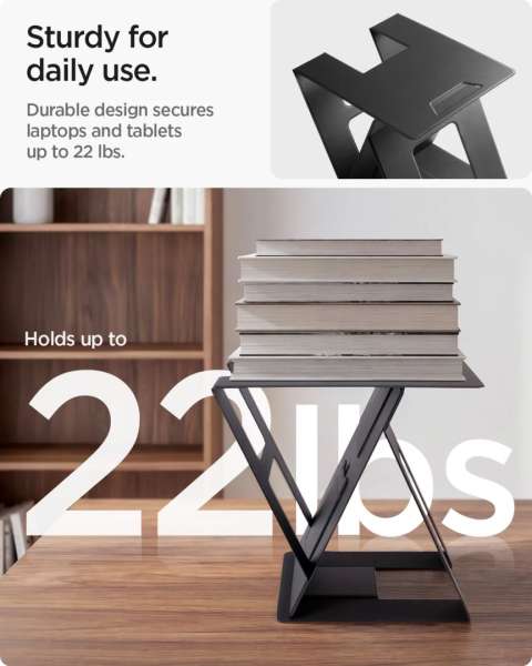 Spigen LD201-S10 Slim Fold Non Adhesive Laptop Stand Black