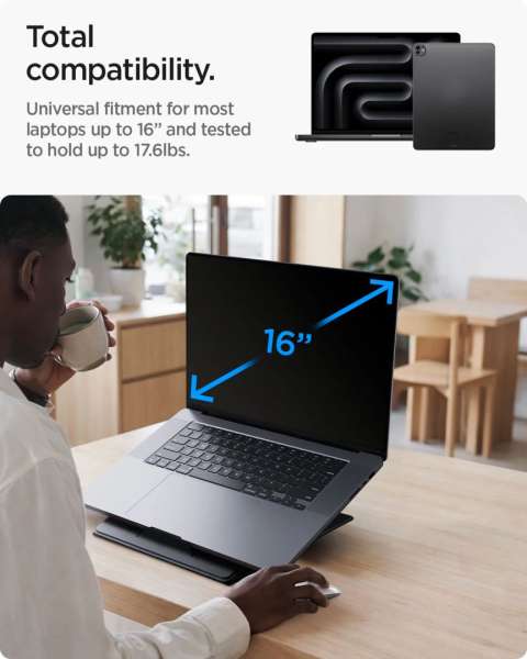 Spigen LD201-S10 Slim Fold Non Adhesive Laptop Stand Black