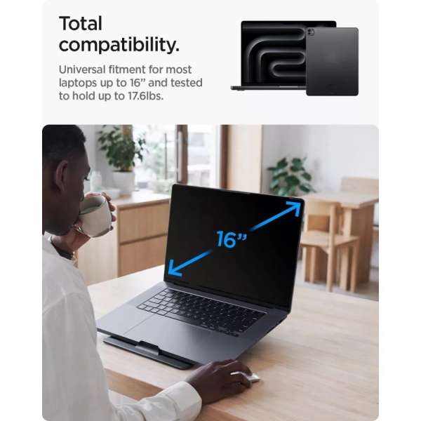 Spigen LD201-S8 Slim Fold Non Adhesive Laptop Stand Black