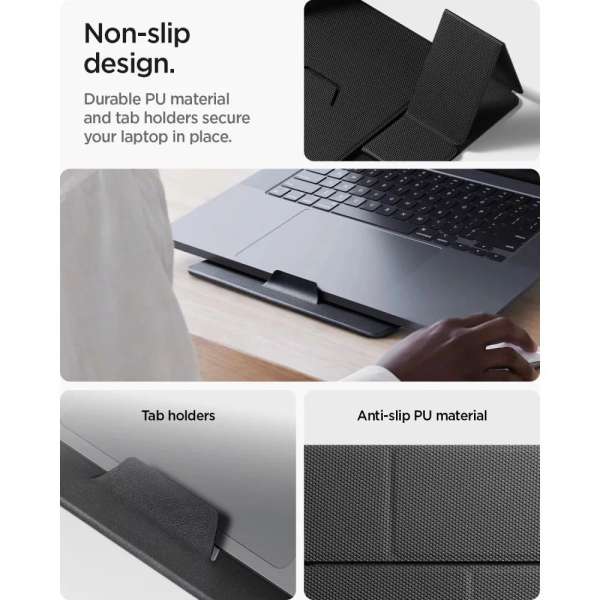 Spigen LD201-S8 Slim Fold Non Adhesive Laptop Stand Black