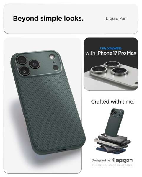 Spigen Liquid Air case for iPhone 17 Pro Max Abyss Green