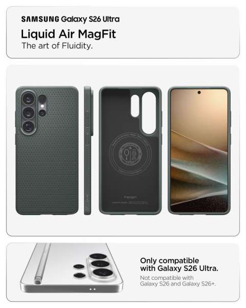 Spigen Liquid Air MagSafe case for Samsung Galaxy S26 Ultra Abyss Green