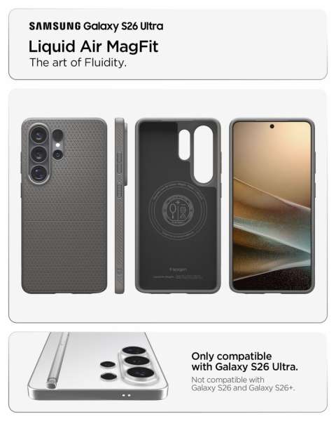 Spigen Liquid Air MagSafe case for Samsung Galaxy S26 Ultra Marble Gray