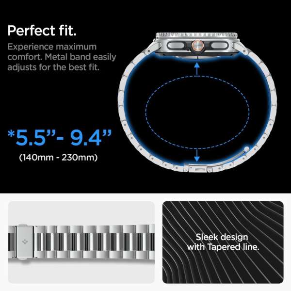 Spigen Modern Fit 316L Band for Samsung Galaxy Watch 8 (40/44/46mm) Silver