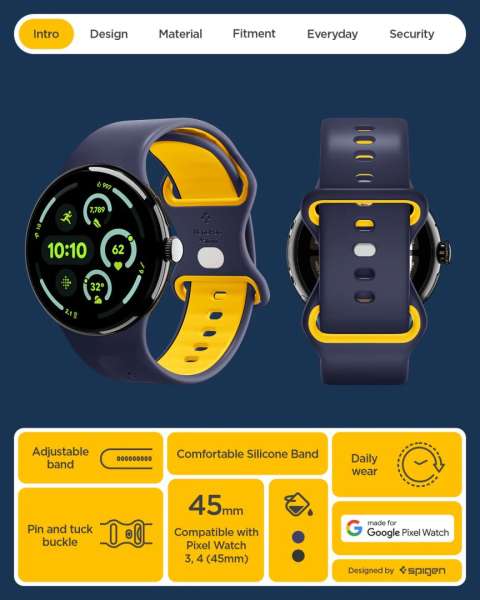Spigen Nano Pop Band for Google Pixel Watch 4/3 45mm Blueberry Navy