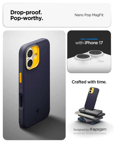Spigen Nano Pop MagSafe case for iPhone 17 Blueberry Navy