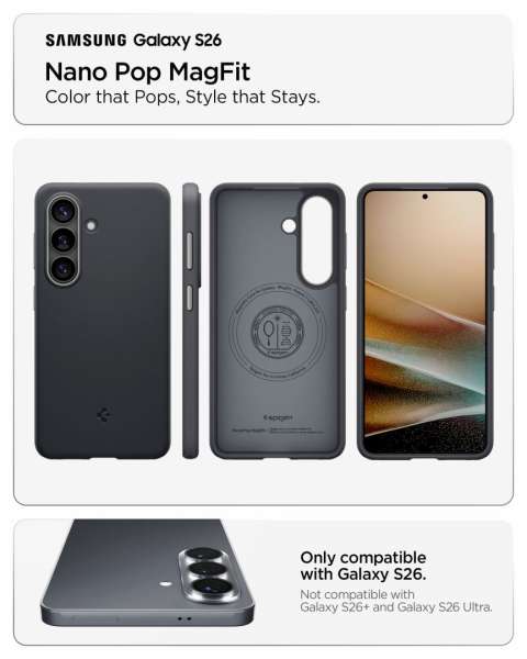 Spigen Nano Pop MagSafe case for Samsung Galaxy S26 Black Sesame