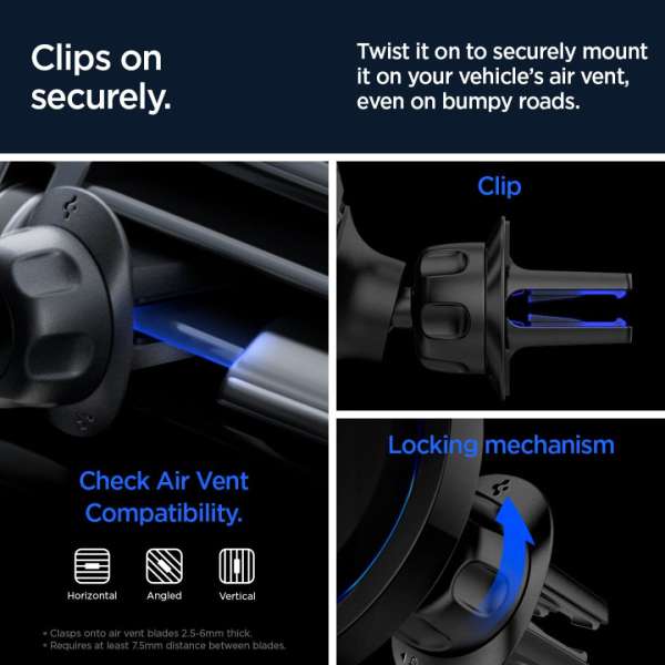 Spigen OneTap Pro 3 CryoMax Air Vent Car Mount Black