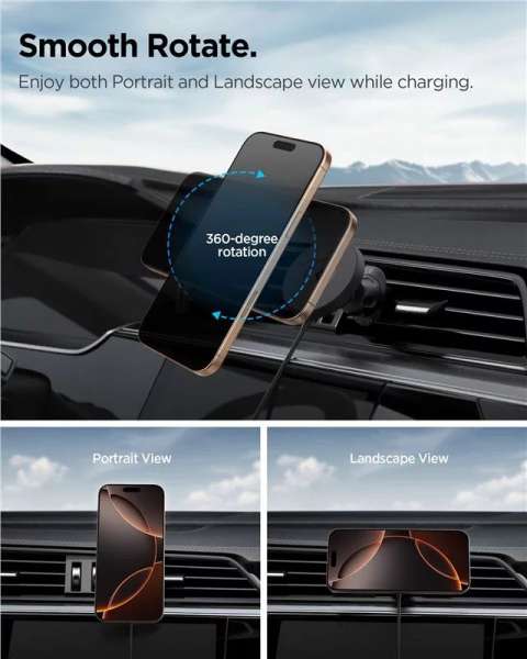 Spigen OneTap Pro 4 MagSafe Car Mount Charger Wireless / Air Vent Black