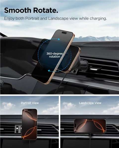 Spigen OneTap Pro 4 MagSafe Car Mount Charger Wireless / AirVent Hook Black