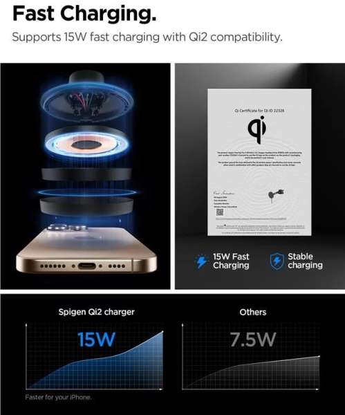 Spigen OneTap Pro 4 MagSafe Car Mount Charger Wireless / Dashboard / Windshield Black