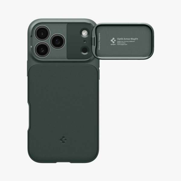 Spigen Optik Armor MagSafe case for iPhone 17 Pro Abyss Green