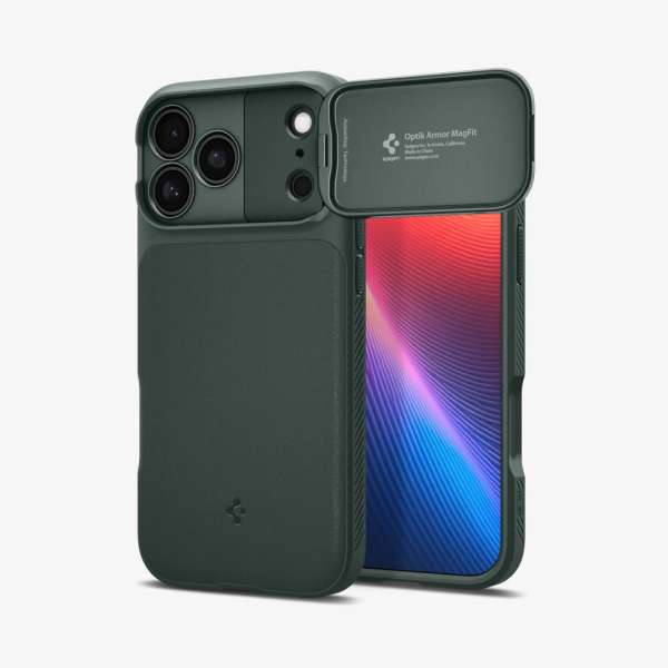Spigen Optik Armor MagSafe case for iPhone 17 Pro Abyss Green