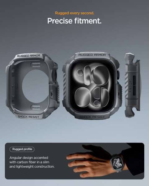 Spigen Rugged Armor 2 Band for Apple Watch 11 46mm Matte Black