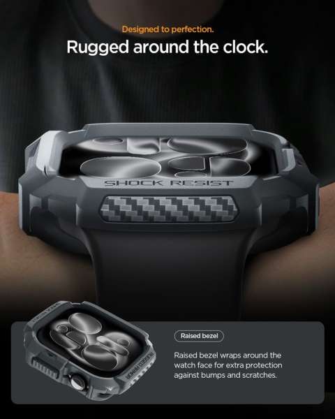 Spigen Rugged Armor 2 Band for Apple Watch 11 46mm Matte Black