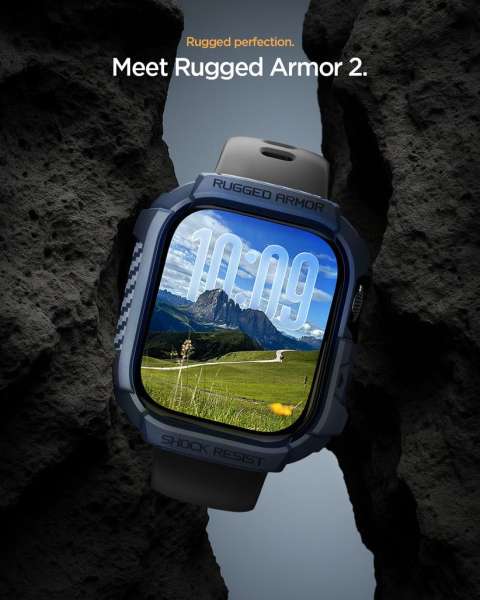 Spigen Rugged Armor 2 case for Apple Watch 11 42mm Navy Blue