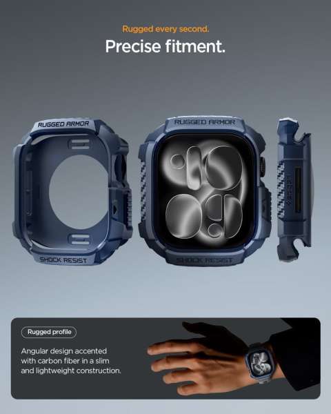 Spigen Rugged Armor 2 case for Apple Watch 11 42mm Navy Blue