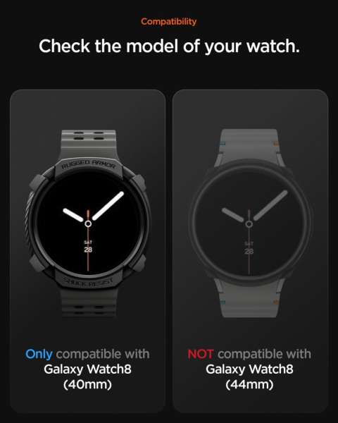 Spigen Rugged Armor for Galaxy Watch 8 (40mm) Matte Black