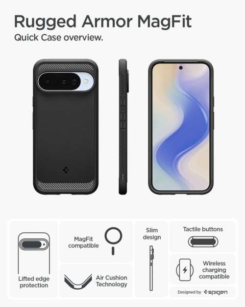 Spigen Rugged Armor MagSafe for Google Pixel 10 Pro/Pixel 10 Matte Black