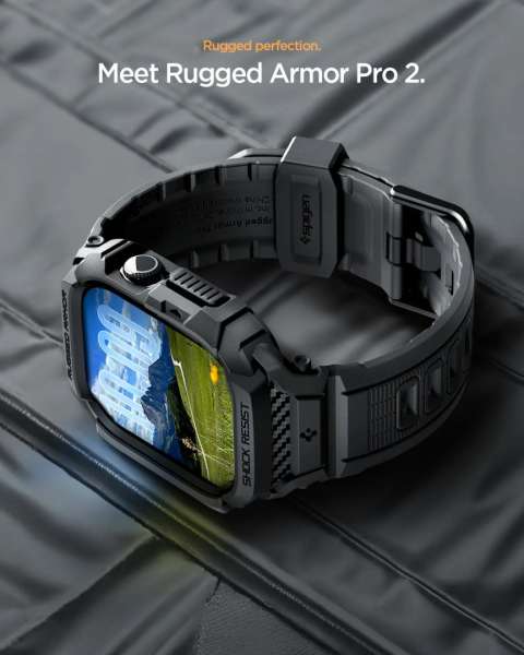Spigen Rugged Armor Pro 2 case for Apple Watch 11 46mm Matte Black