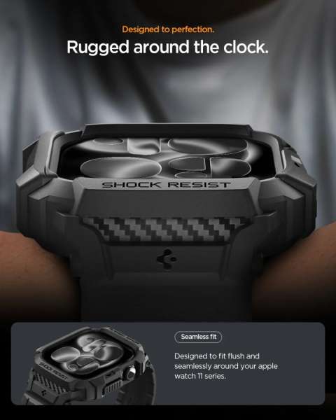 Spigen Rugged Armor Pro 2 case for Apple Watch 11 46mm Matte Black