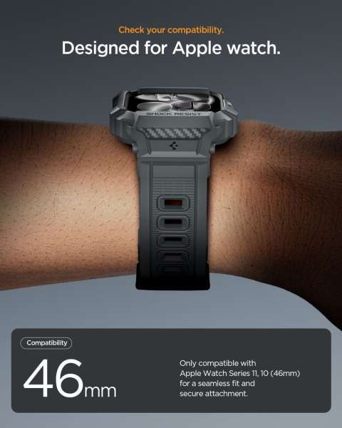 Spigen Rugged Armor Pro 2 for Apple Watch 11 46mm Dark Grey