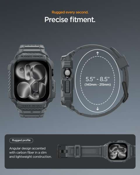 Spigen Rugged Armor Pro 2 for Apple Watch 11 46mm Dark Grey