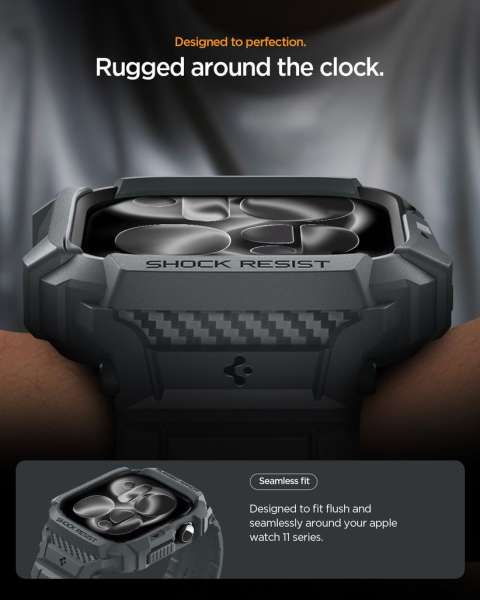 Spigen Rugged Armor Pro 2 for Apple Watch 11 46mm Dark Grey