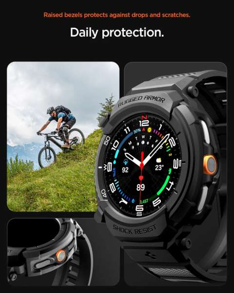 Spigen Rugged Armor Pro for Samsung Galaxy Watch 8 Classic (46mm) Matte Black