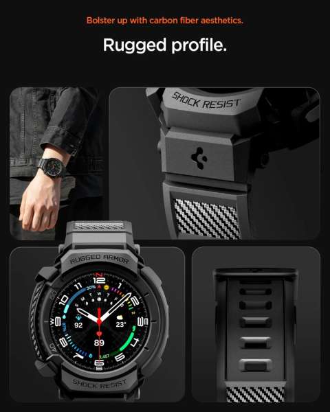 Spigen Rugged Armor Pro for Samsung Galaxy Watch 8 Classic (46mm) Matte Black