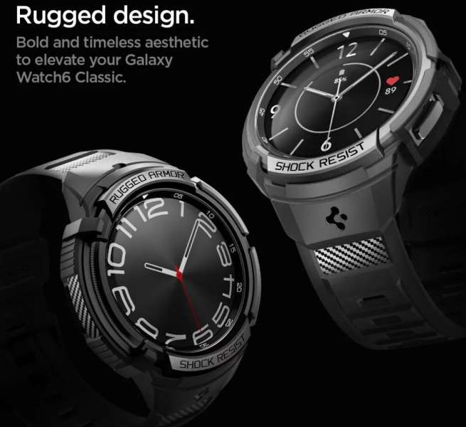 Spigen Rugged Armor Pro for Samsung Galaxy Watch6 Classic 47mm Black