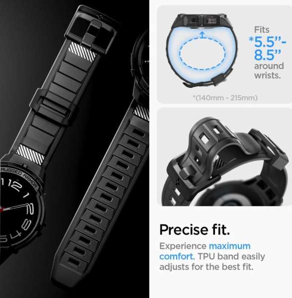 Spigen Rugged Armor Pro for Samsung Galaxy Watch6 Classic 47mm Black