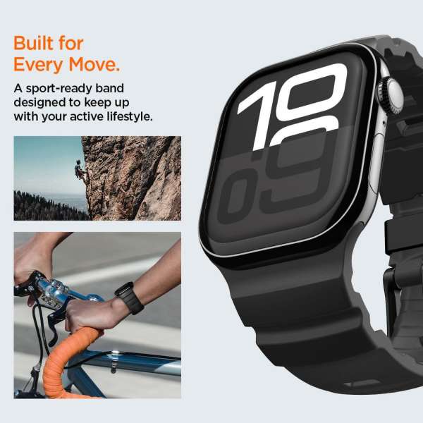 Spigen Silicone Band for Apple Watch 49mm/46mm/45mm/44mm Black