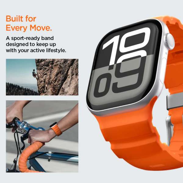 Spigen Silicone Band for Apple Watch 49mm/46mm/45mm/44mm Orange