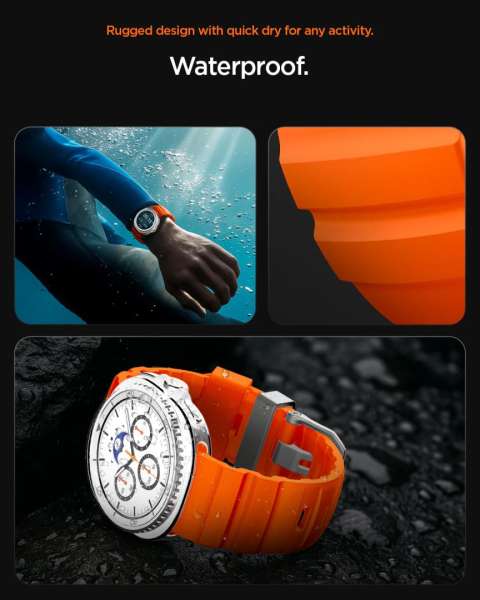 Spigen Silicone Band for Samsung Galaxy Watch 8 46mm/44mm/40mm Orange