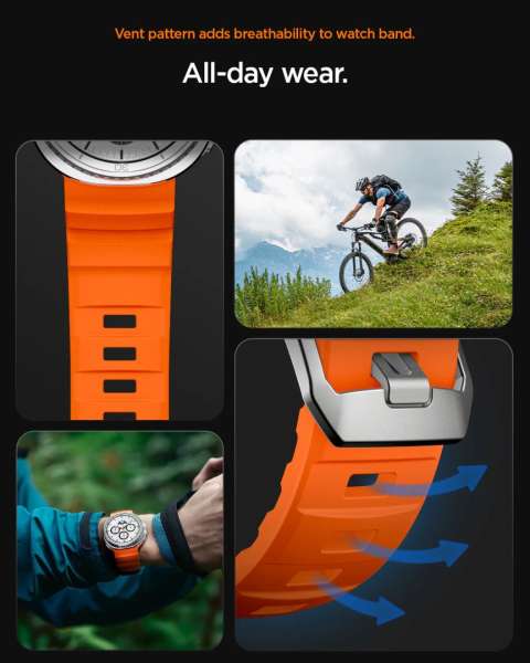 Spigen Silicone Band for Samsung Galaxy Watch 8 46mm/44mm/40mm Orange
