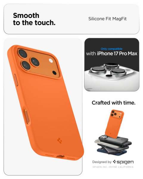 Spigen Silicone Fit MagSafe case for iPhone 17 Pro Max Cosmic Orange